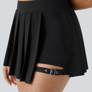 Breezeful™ High Waisted Pleated Adjustable Buckle Micro Mini Casual Skirt